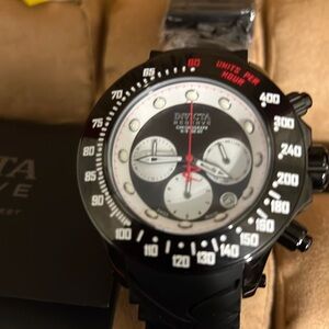 Invicta Black and White Chronograph Watch with 10 slot collectors case
